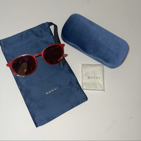 GUCCI Authentic New 52mm Round Signature Logo Sunglasses With Case, Cloth & Tag - Picture 3 of 16